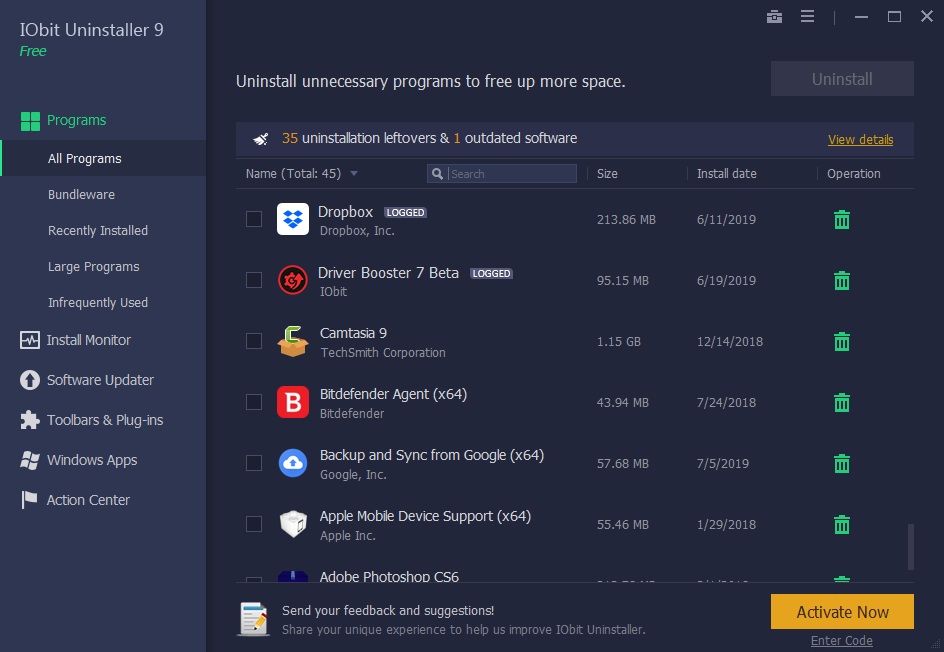IObit Uninstaller Screenshot 1