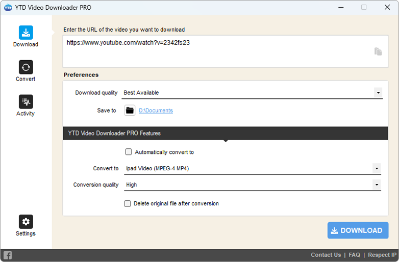 YTD Video Downloader Screenshot 1