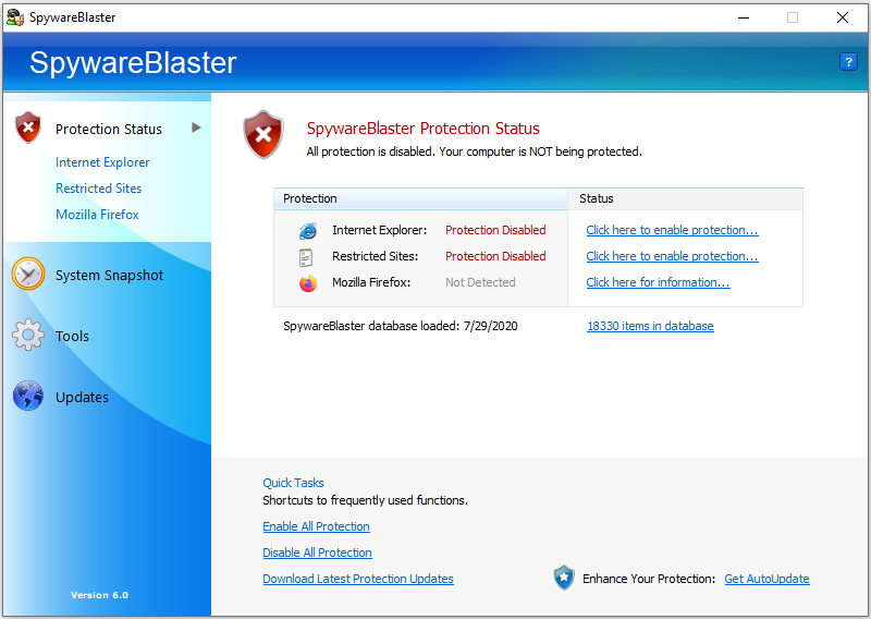 SpywareBlaster Screenshot 1